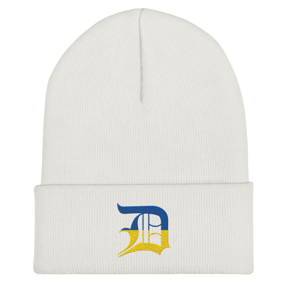 Detroit 'Old English D' Cuffed Beanie (Ukraine Edition)