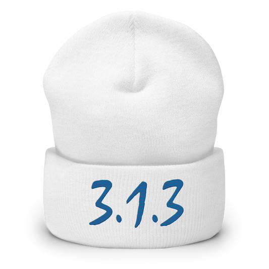 Detroit '313' Cuffed Beanie (Compton Font) | Azure