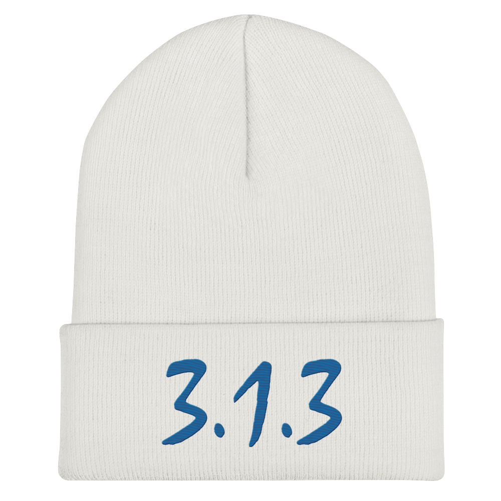 Detroit '313' Cuffed Beanie (Compton Font) | Azure