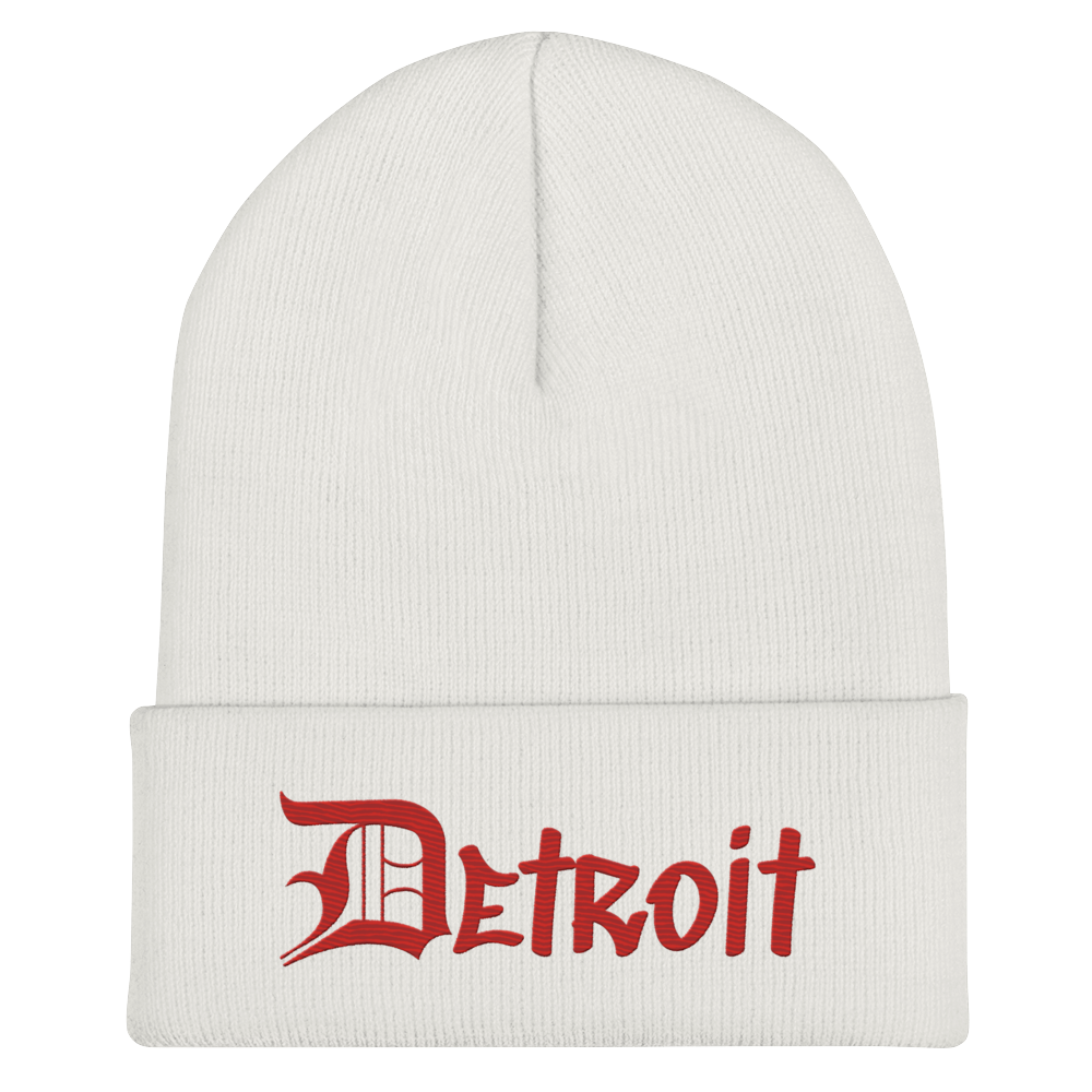 'Detroit' Cuffed Beanie (OED Tag Font) | Aliform Red