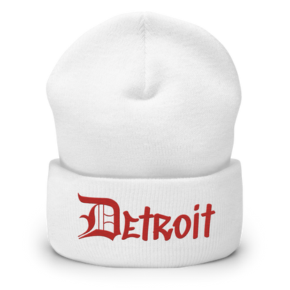 'Detroit' Cuffed Beanie (OED Tag Font) | Aliform Red