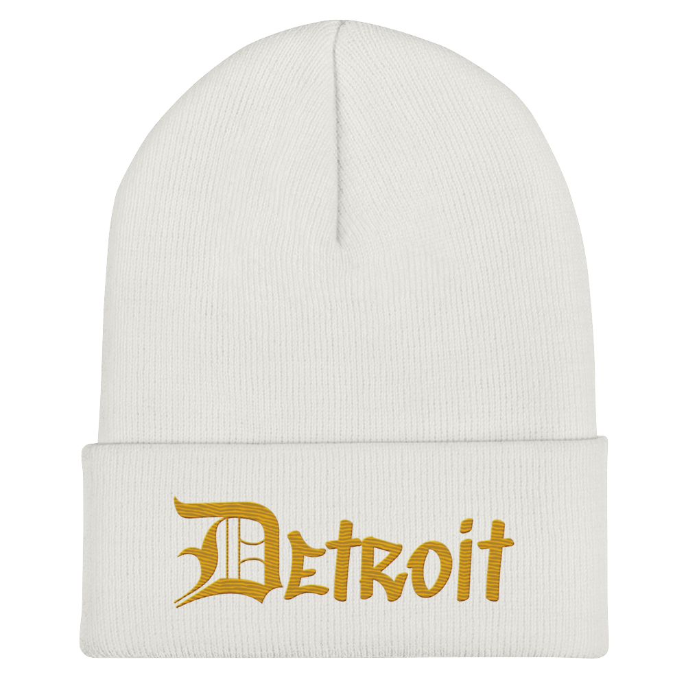 'Detroit' Cuffed Beanie (OED Tag Font) | Gold