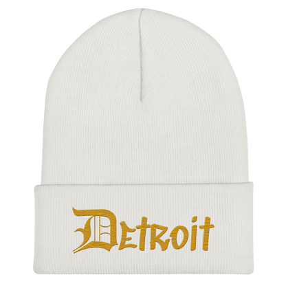 'Detroit' Cuffed Beanie (OED Tag Font) | Gold