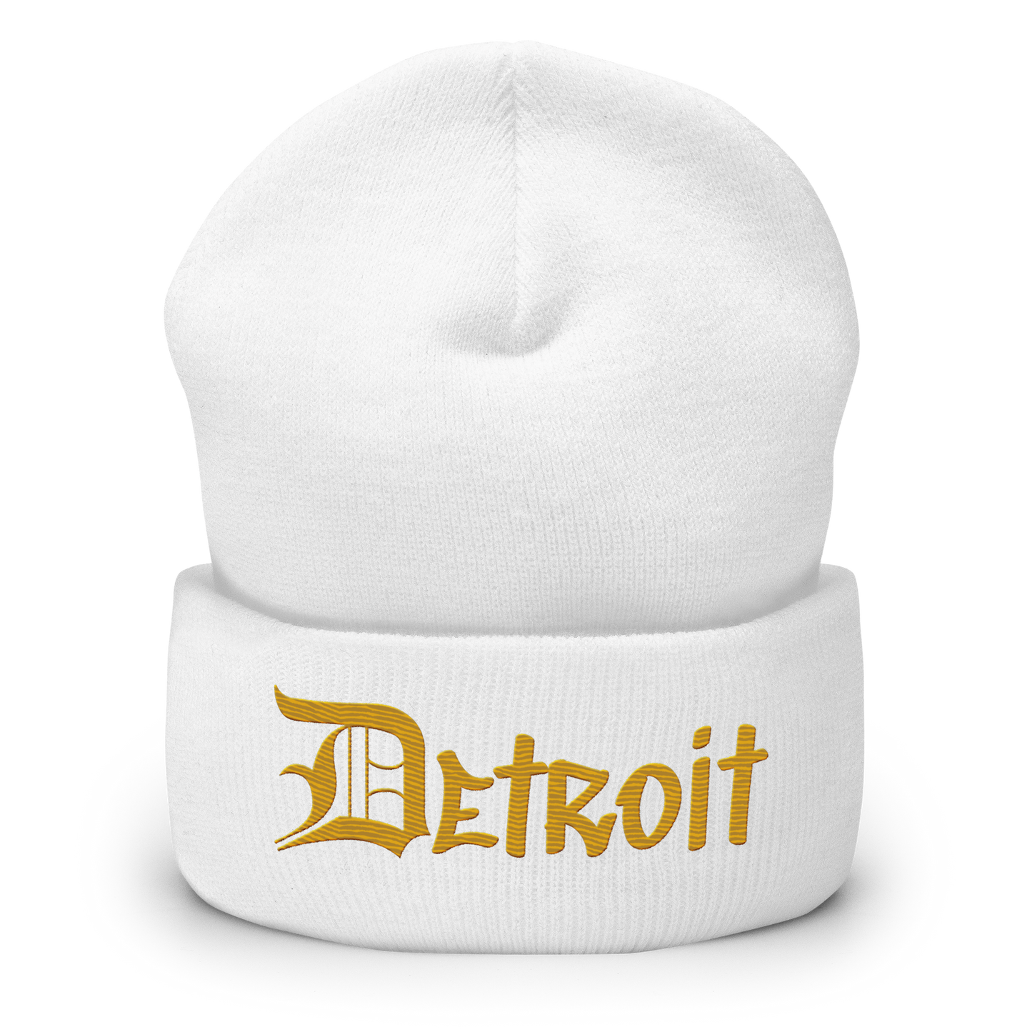 'Detroit' Cuffed Beanie (OED Tag Font) | Gold