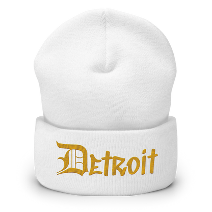 'Detroit' Cuffed Beanie (OED Tag Font) | Gold