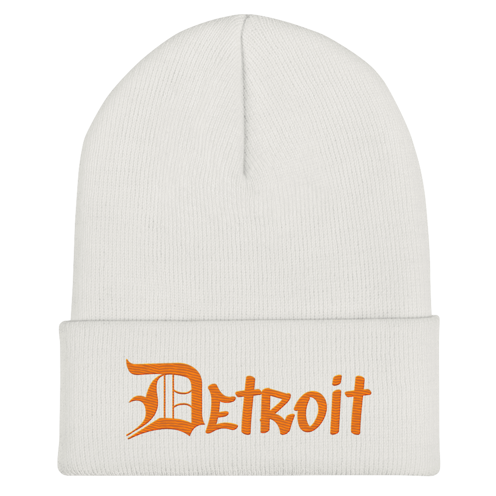 'Detroit' Cuffed Beanie (OED Tag Font) | Orange