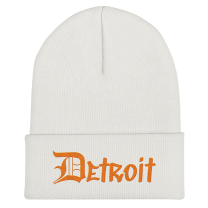 'Detroit' Cuffed Beanie (OED Tag Font) | Orange