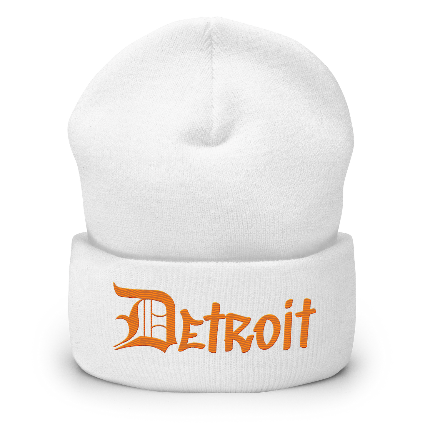 'Detroit' Cuffed Beanie (OED Tag Font) | Orange