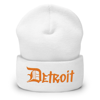 'Detroit' Cuffed Beanie (OED Tag Font) | Orange