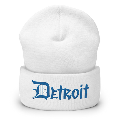 'Detroit' Cuffed Beanie (OED Tag Font) | Azure