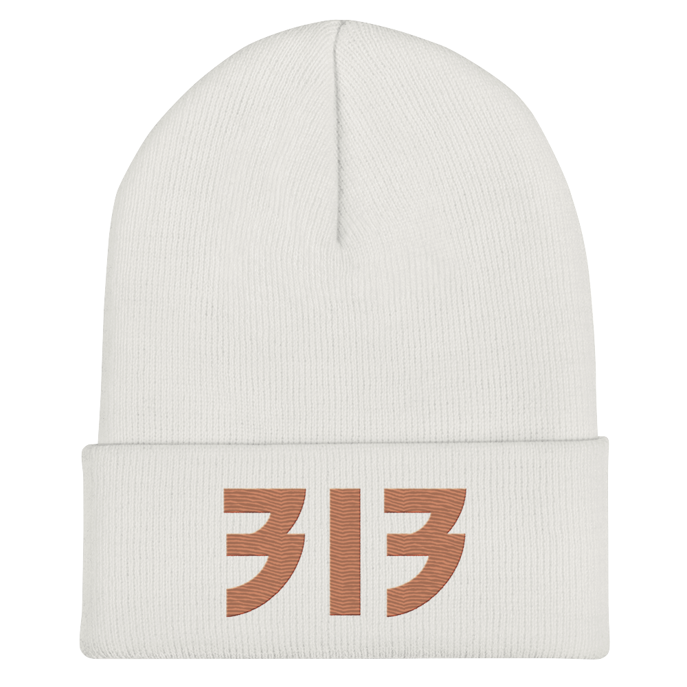 Detroit '313' Cuffed Beanie (Glam Font) | Copper