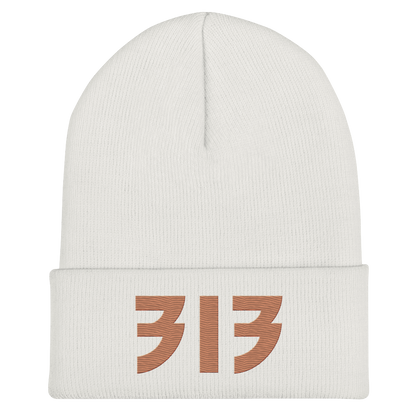 Detroit '313' Cuffed Beanie (Glam Font) | Copper