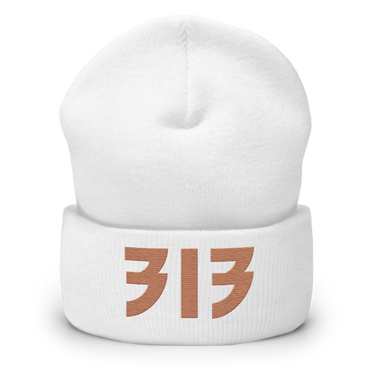 Detroit '313' Cuffed Beanie (Glam Font) | Copper