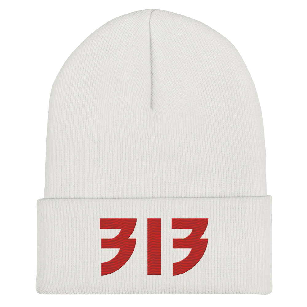 Detroit '313' Cuffed Beanie (Glam Font) | Red