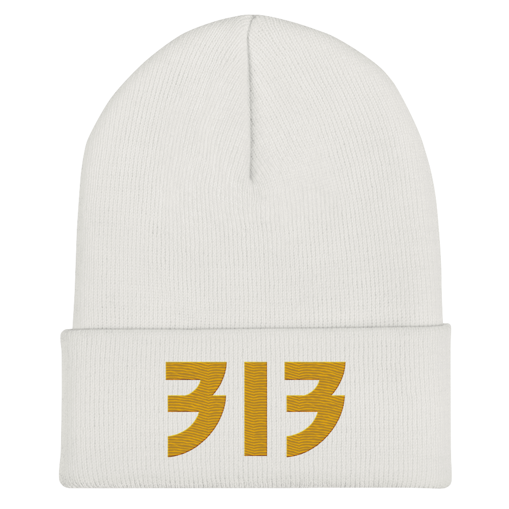 Detroit '313' Cuffed Beanie (Glam Font) | Gold