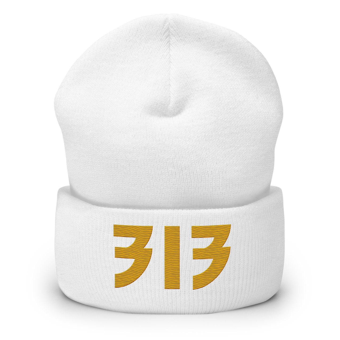 Detroit '313' Cuffed Beanie (Glam Font) | Gold