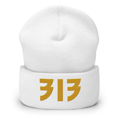 Detroit '313' Cuffed Beanie (Glam Font) | Gold