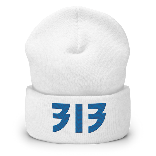 Detroit '313' Cuffed Beanie (Glam Font) | Azure