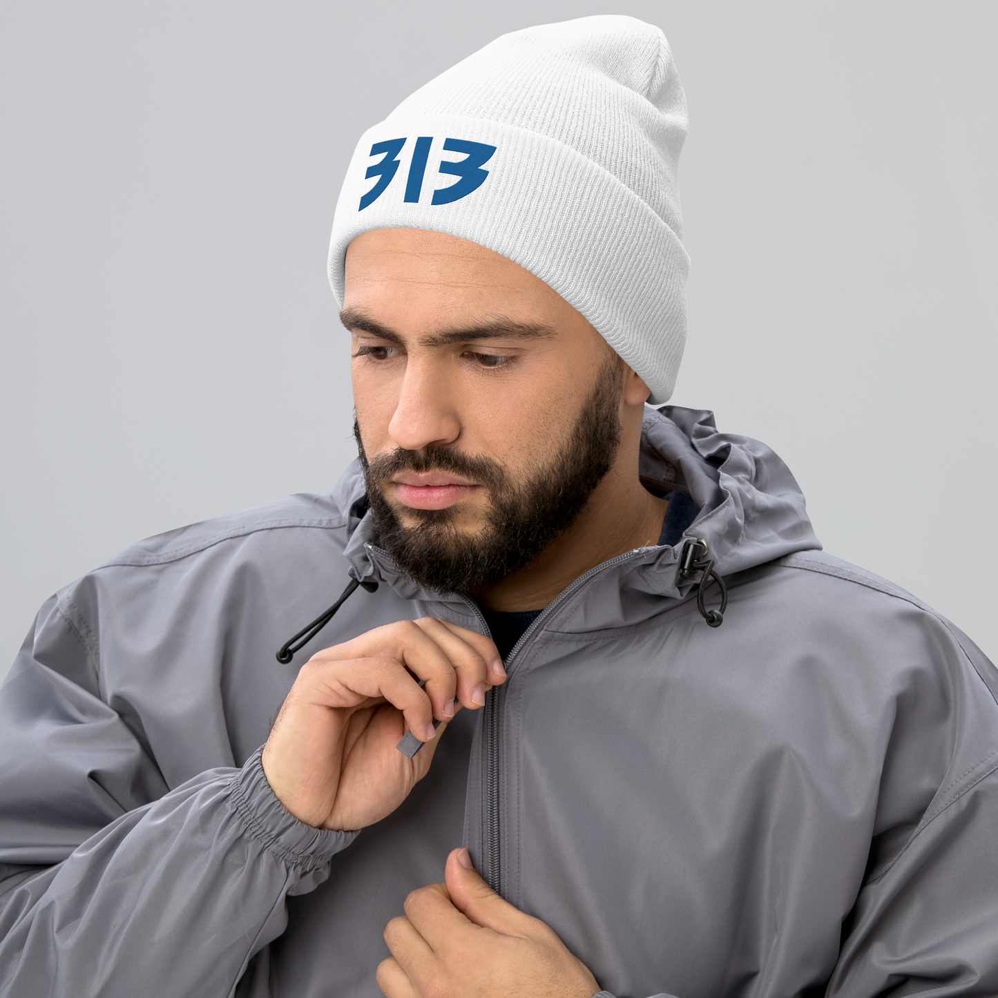 Detroit '313' Cuffed Beanie (Glam Font) | Azure