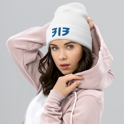 Detroit '313' Cuffed Beanie (Glam Font) | Azure