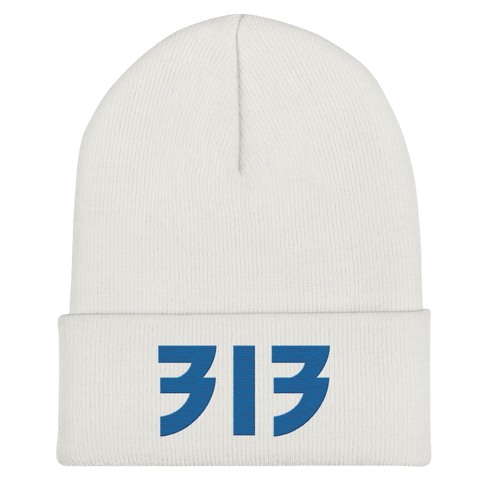 Detroit '313' Cuffed Beanie (Glam Font) | Azure