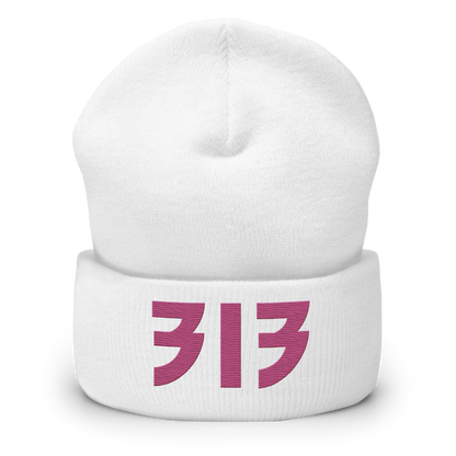 Detroit '313' Cuffed Beanie (Glam Font) | Apple Blossom Pink