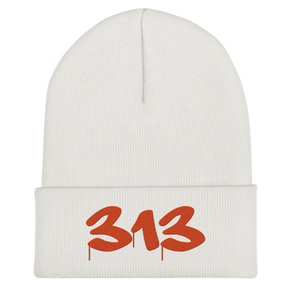 Detroit '313' Cuffed Beanie (Tag Font) | Orange