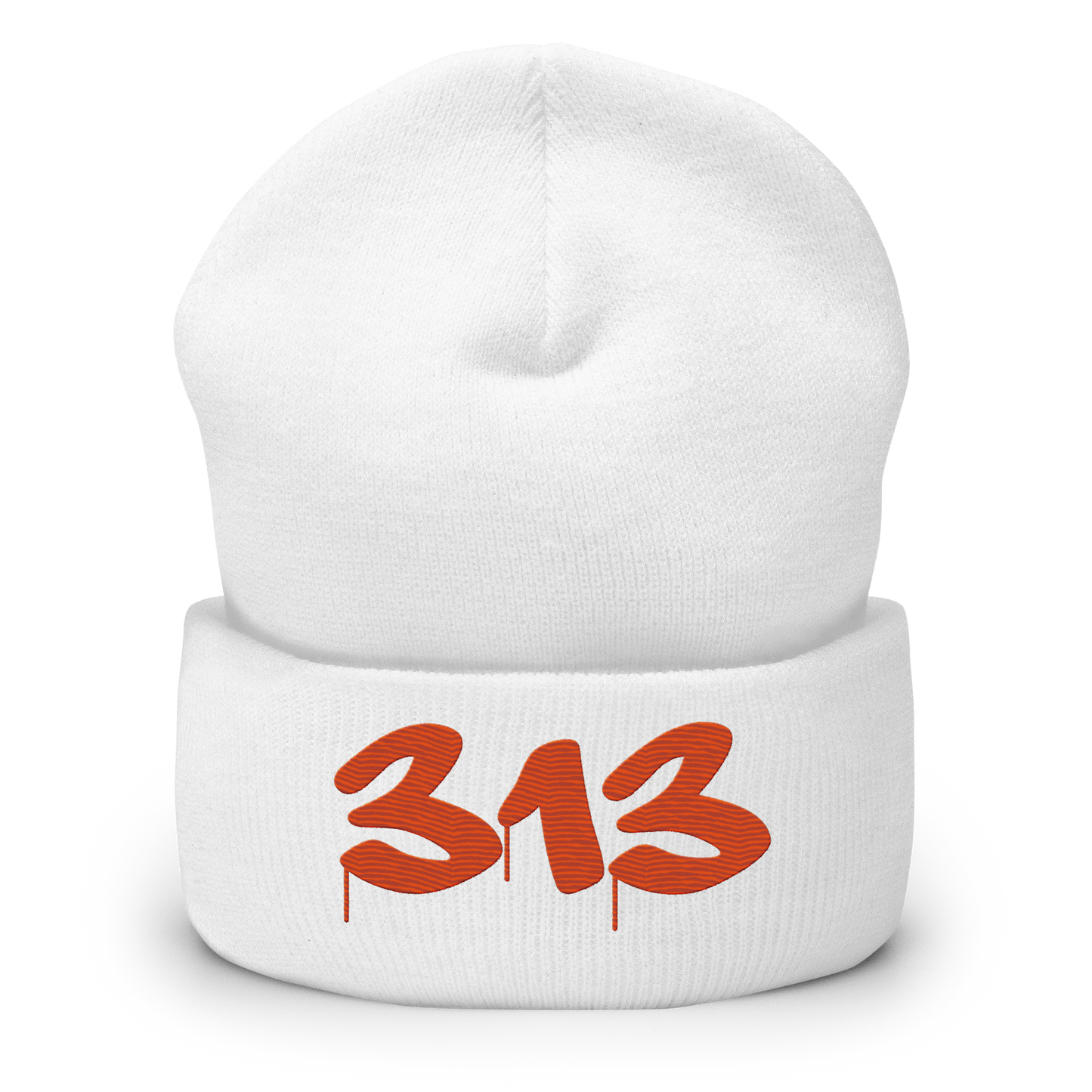 Detroit '313' Cuffed Beanie (Tag Font) | Orange