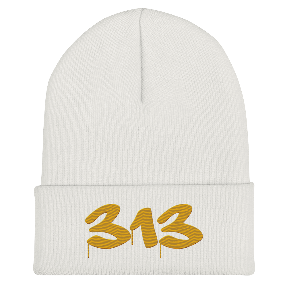 Detroit '313' Cuffed Beanie (Tag Font) | Gold