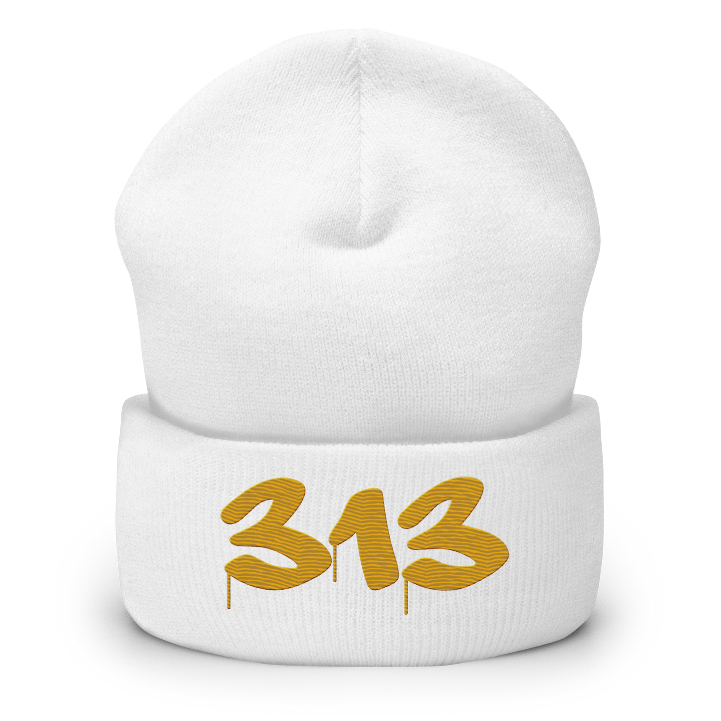 Detroit '313' Cuffed Beanie (Tag Font) | Gold