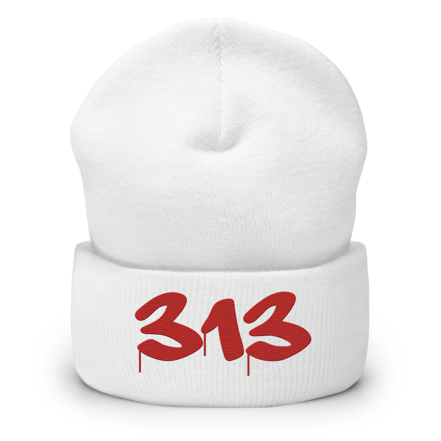 Detroit '313' Cuffed Beanie (Tag Font) | Aliform Red