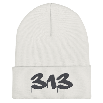 Detroit '313' Cuffed Beanie (Tag Font) | Iron Ore Grey