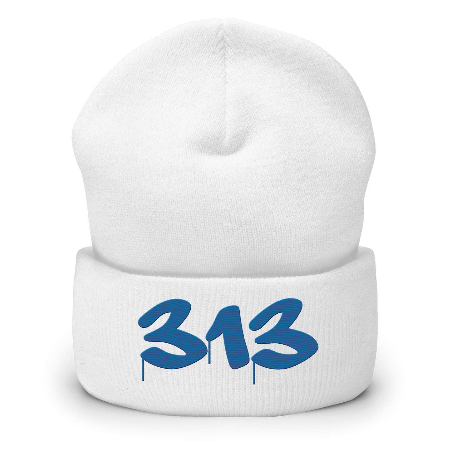 Detroit '313' Cuffed Beanie (Tag Font) | Azure