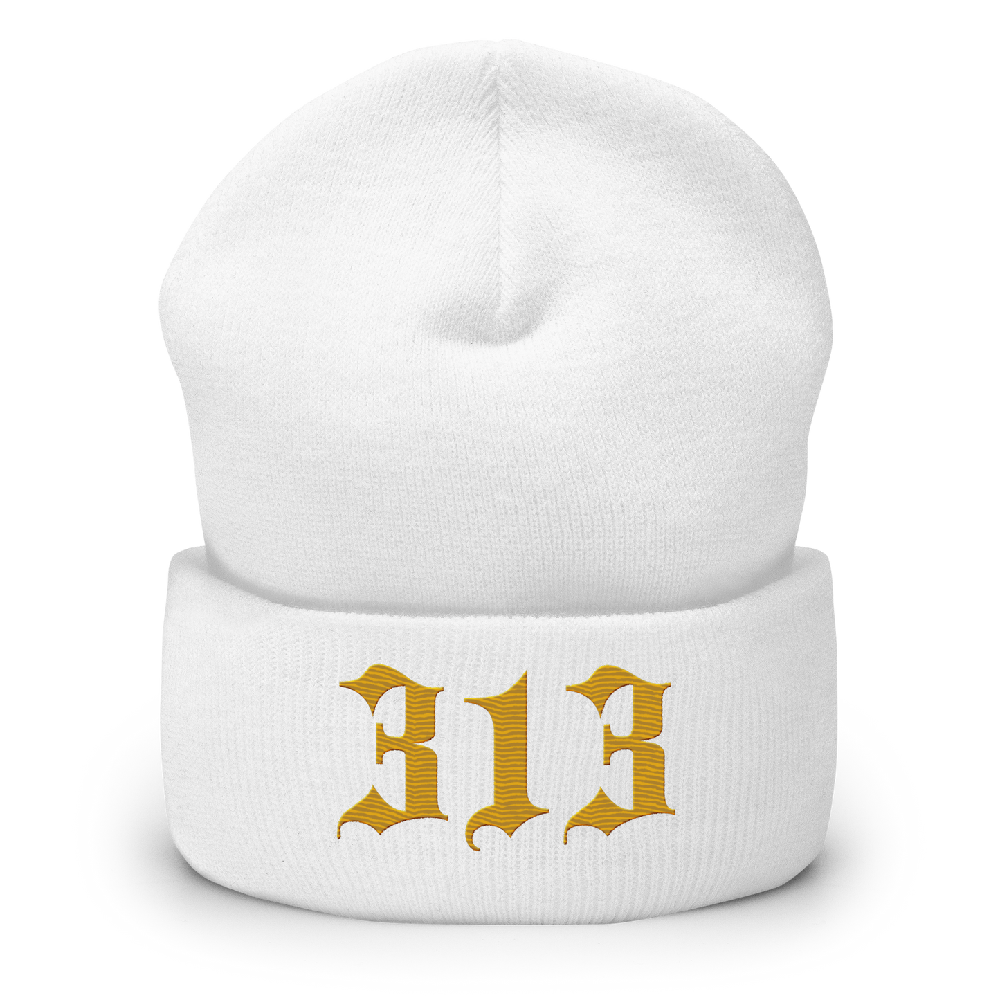 Detroit '313' Cuffed Beanie (Old English Font) | Gold