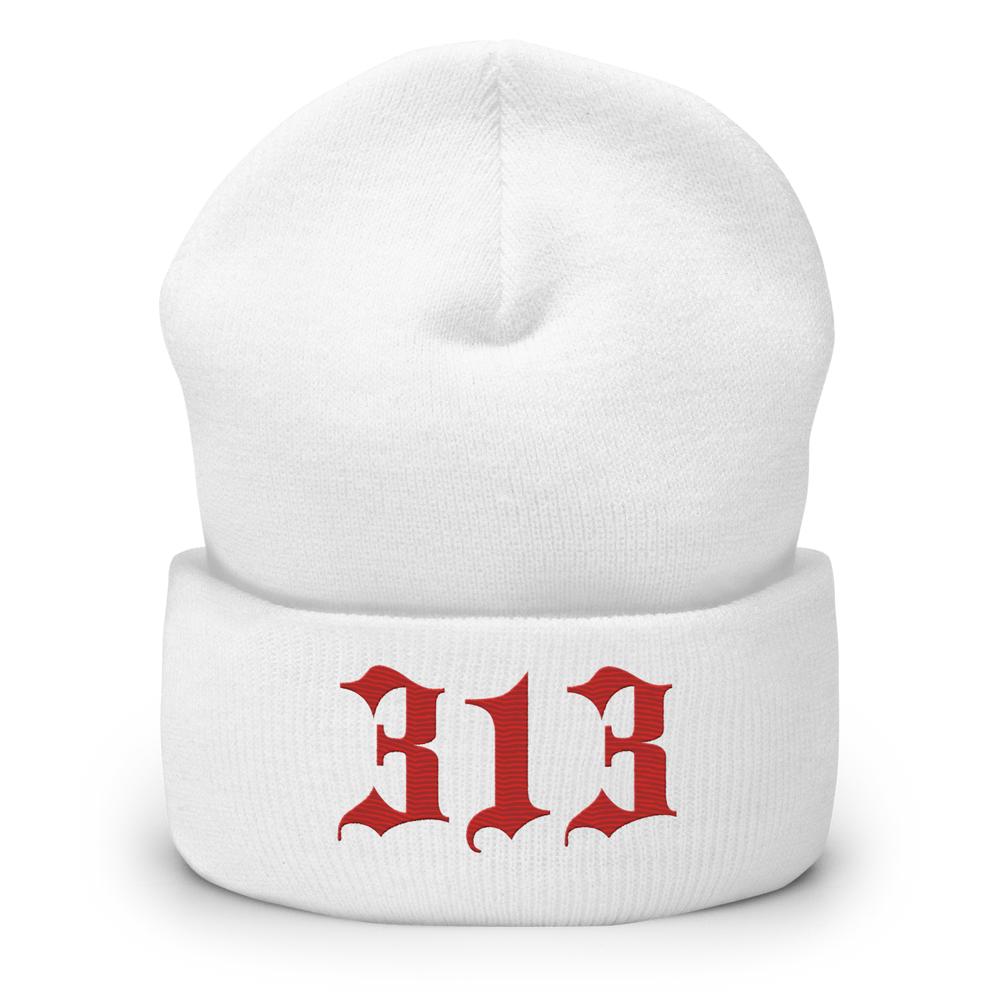 Detroit '313' Cuffed Beanie (Old English Font) | Aliform Red