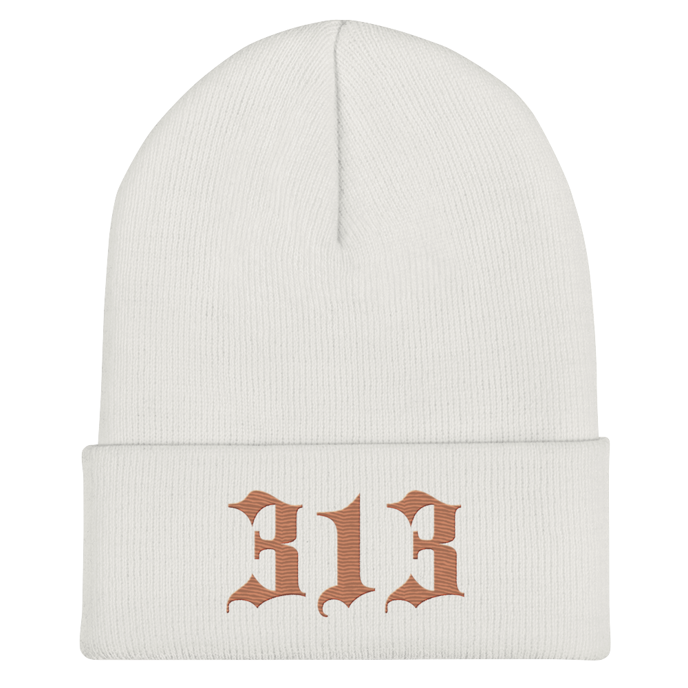 Detroit '313' Cuffed Beanie (Old English Font) | Copper