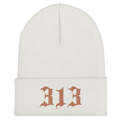 Detroit '313' Cuffed Beanie (Old English Font) | Copper