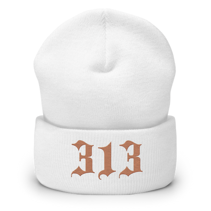 Detroit '313' Cuffed Beanie (Old English Font) | Copper