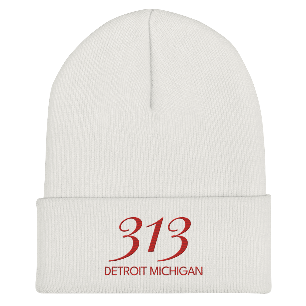 '313 Detroit Michigan' Cuffed Beanie | Aliform Red