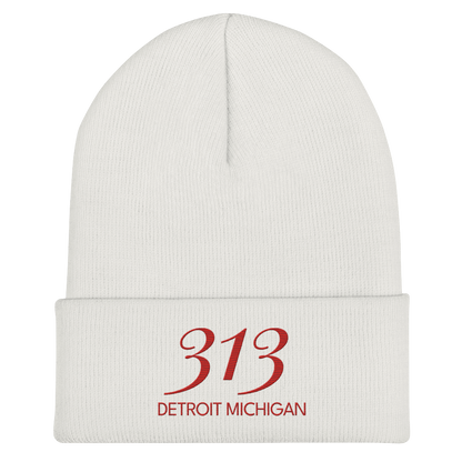 '313 Detroit Michigan' Cuffed Beanie | Aliform Red