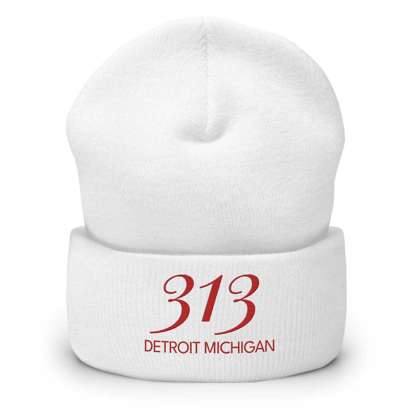 '313 Detroit Michigan' Cuffed Beanie | Aliform Red