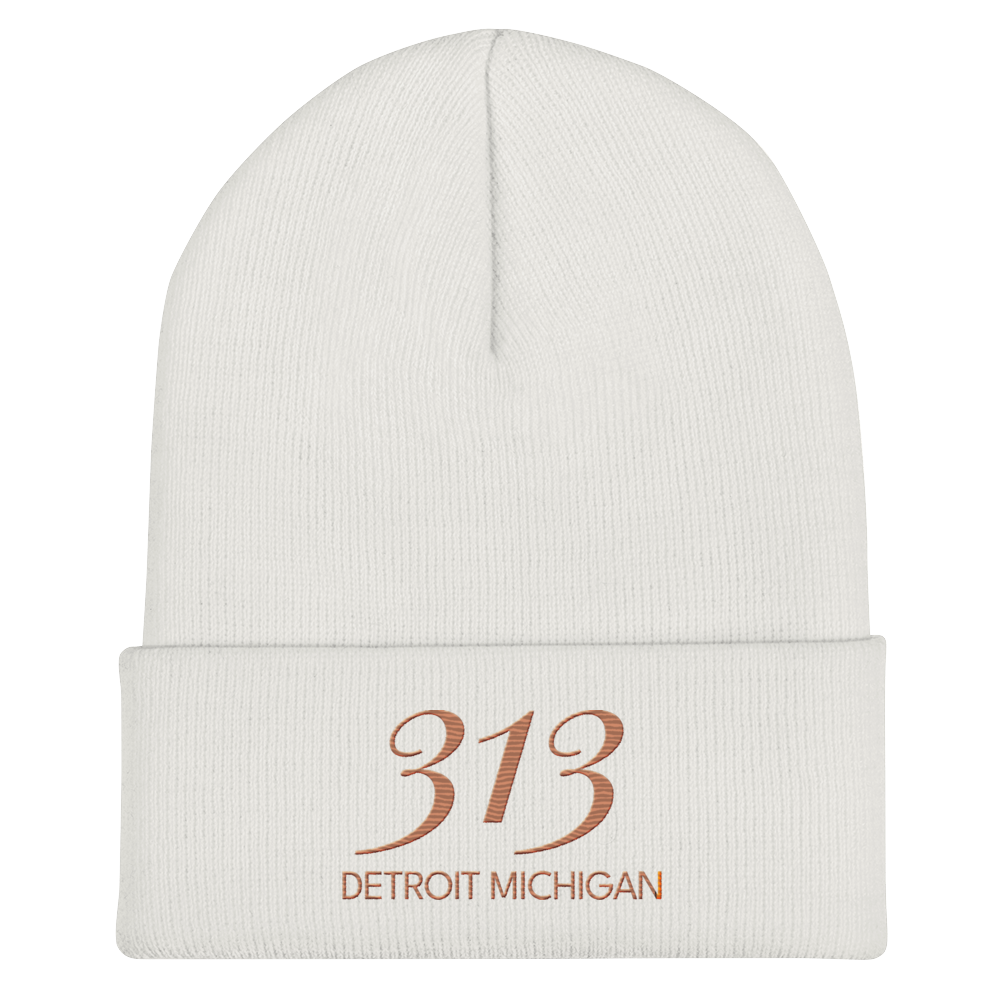 '313 Detroit Michigan' Cuffed Beanie | Copper