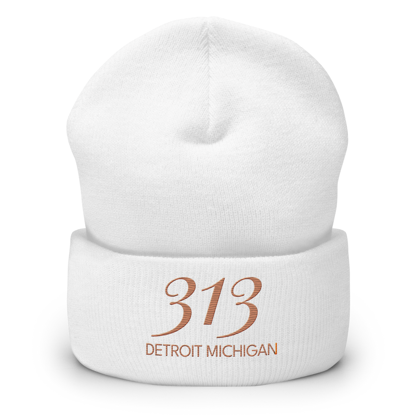 '313 Detroit Michigan' Cuffed Beanie | Copper