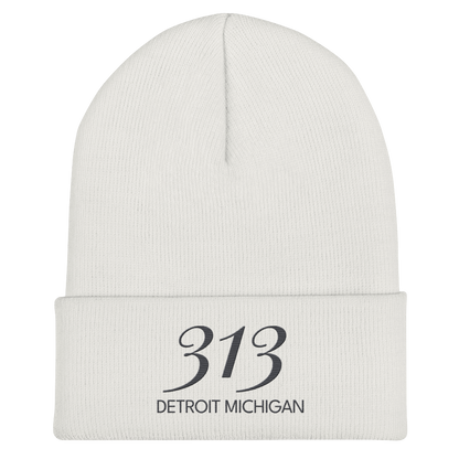 '313 Detroit Michigan' Cuffed Beanie | Iron Ore Grey