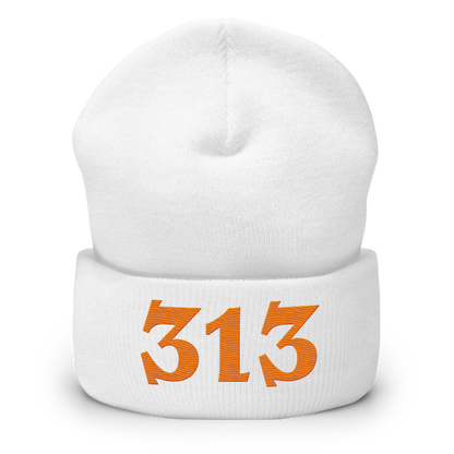 Detroit '313' Cuffed Beanie (Angry Font) | Orange