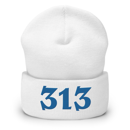 Detroit '313' Cuffed Beanie (Angry Font) | Azure