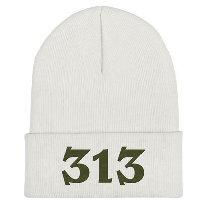 Detroit '313' Cuffed Beanie (Angry Font) | Army Green