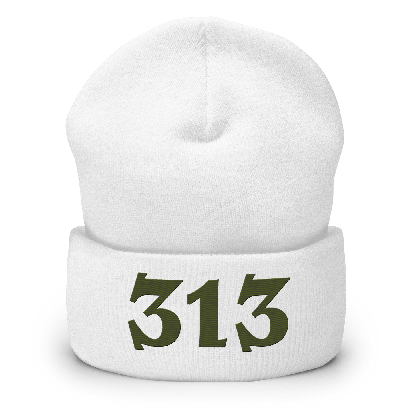 Detroit '313' Cuffed Beanie (Angry Font) | Army Green