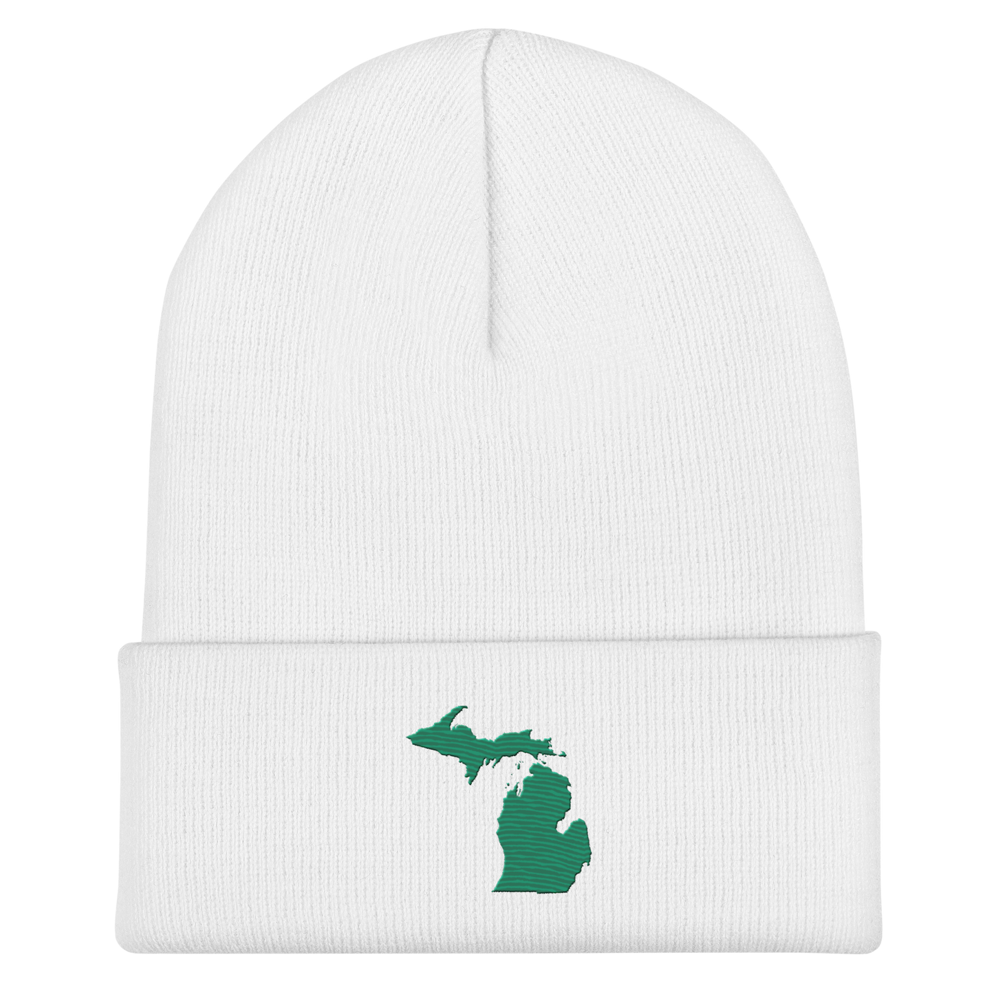 Michigan Cuffed Beanie | Emerald Green Outline