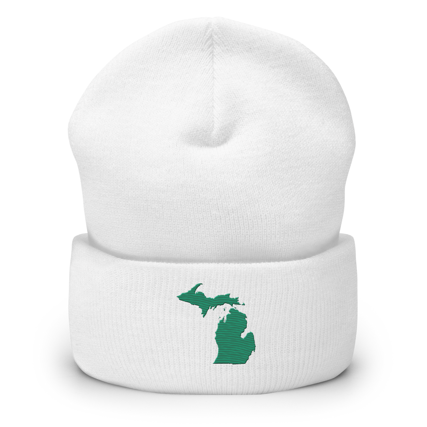 Michigan Cuffed Beanie | Emerald Green Outline